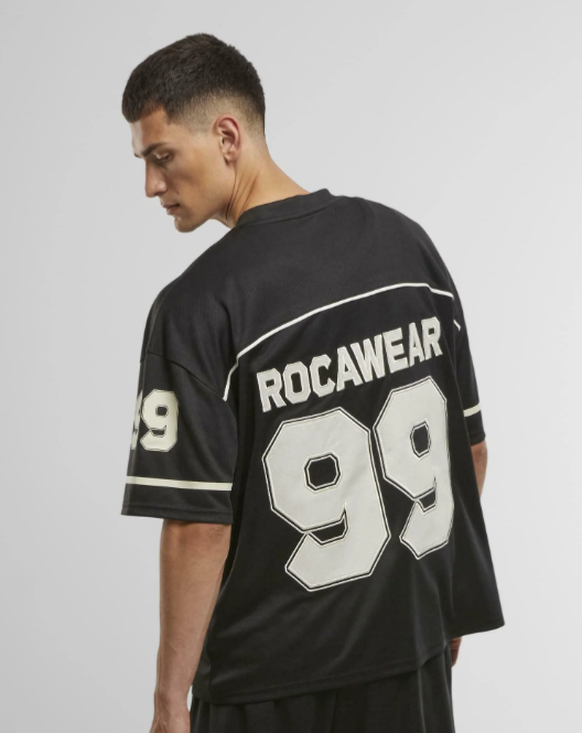 Men’s V-Neck Printed Mesh Shirt – Loose Fit, Embroidered Details, Jet Black | Stunner Mart