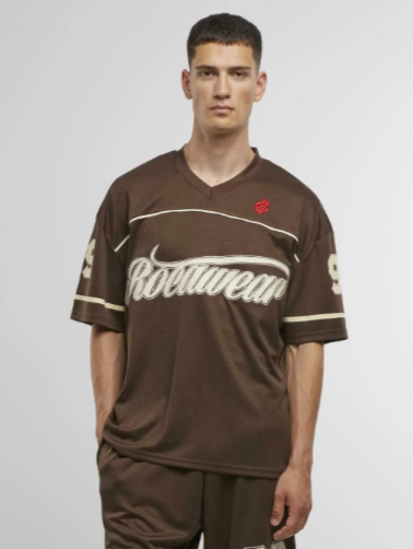 Men’s V-Neck Printed Mesh Shirt – Loose Fit, Embroidered Details, Chocolate Brown | Stunner Mart