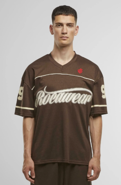 Men’s V-Neck Printed Mesh Shirt – Loose Fit, Embroidered Details, Chocolate Brown | Stunner Mart