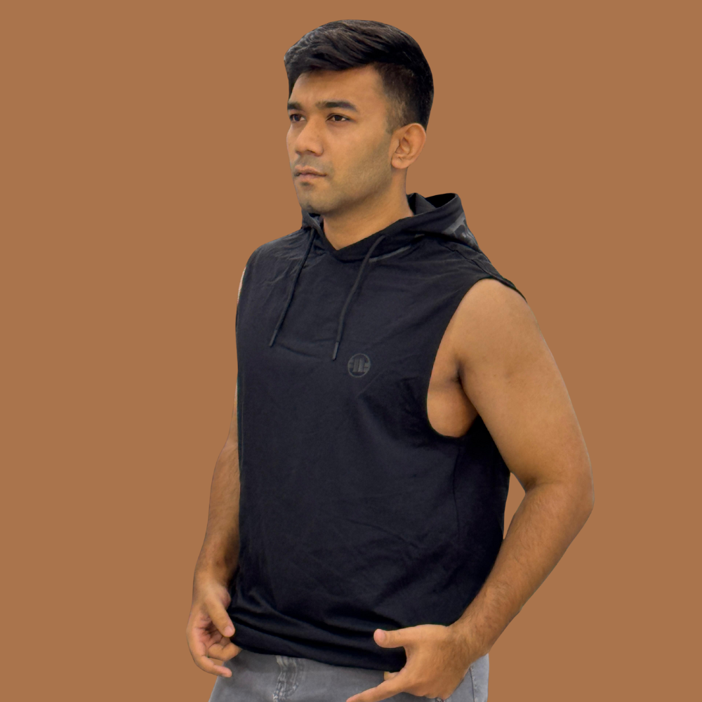 Hoodie Tank Top Spandex Hilltop – Black