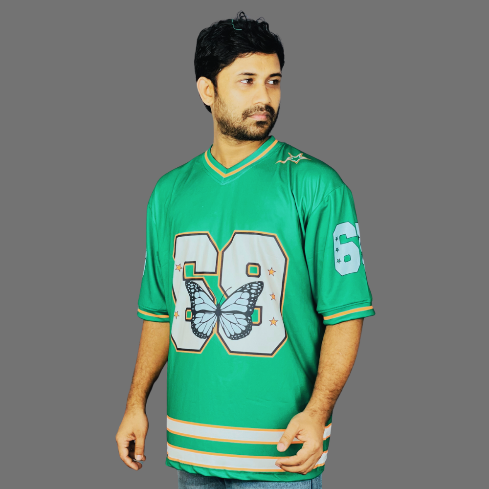 Green NFL Jersey – #69 & Butterfly Print | Premium Mesh Fabric | Stunner Mart