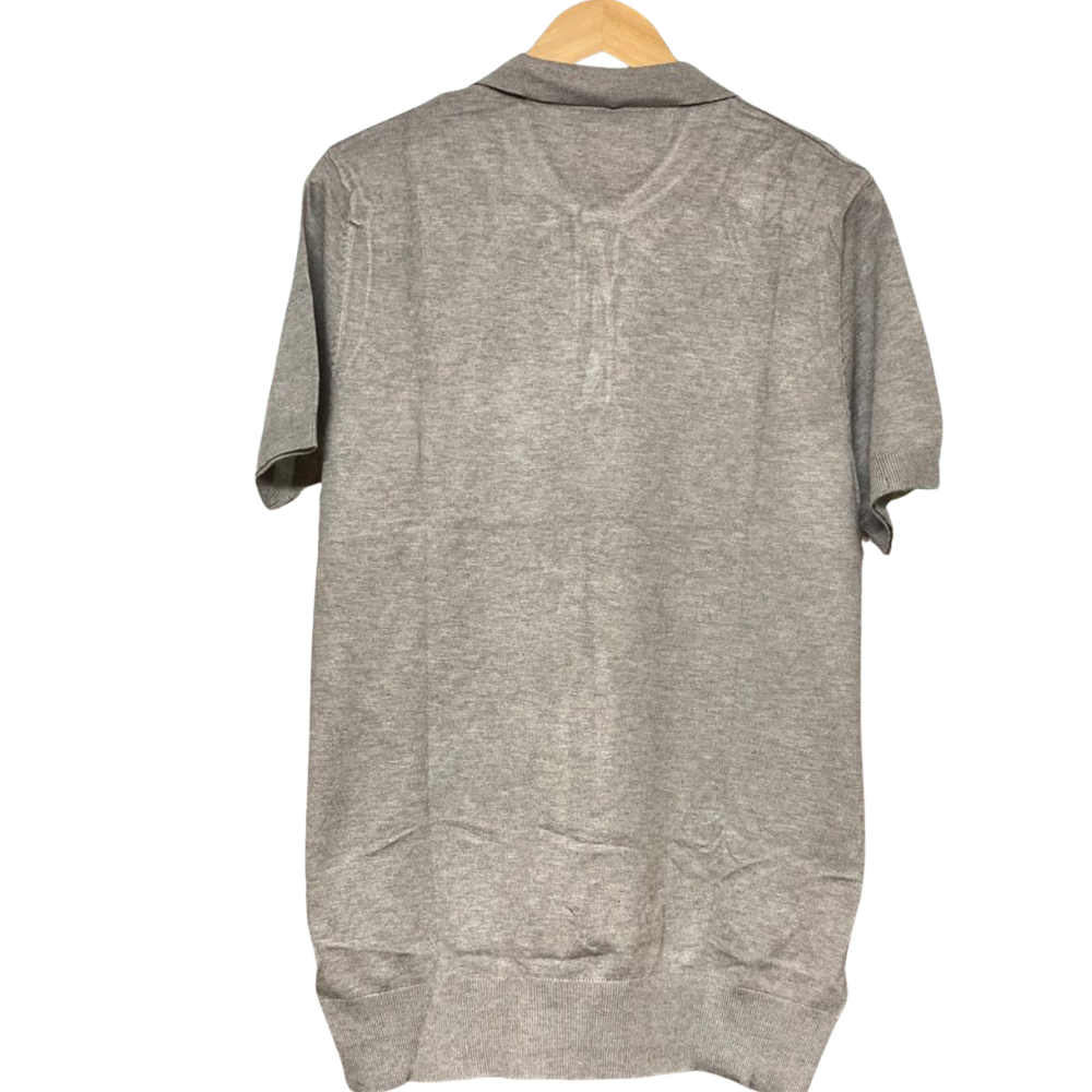 Diamond Knit Textured Polo Shirt – Classic Grey