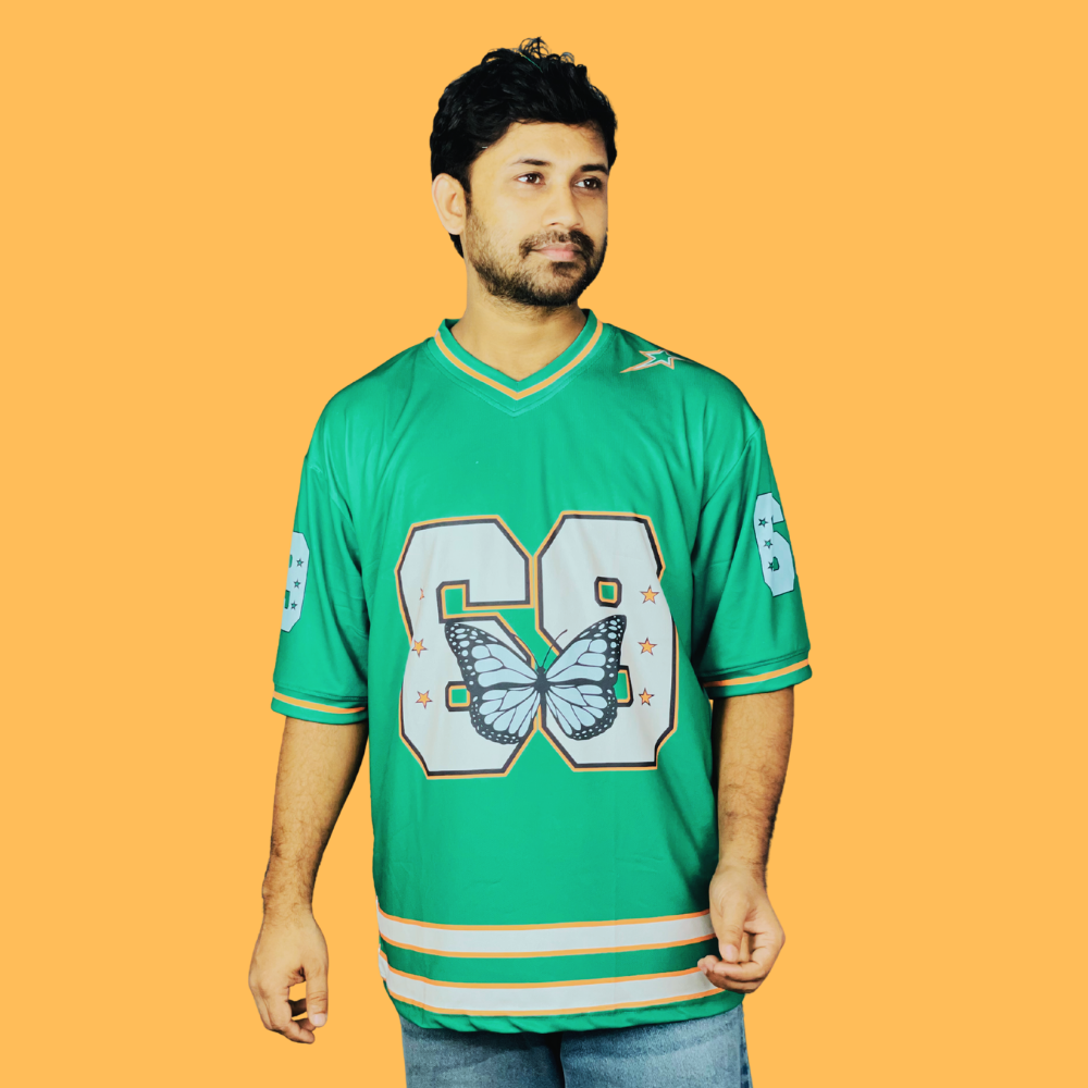 Green NFL Jersey – #69 & Butterfly Print | Premium Mesh Fabric | Stunner Mart