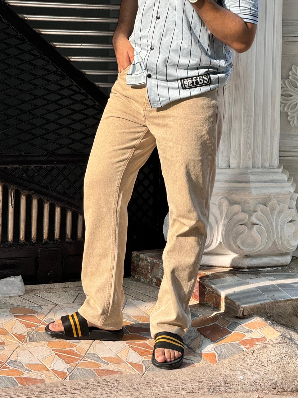 Men's Light Brown Regular Fit Jeans – Premium Export Quality | 100% Cotton