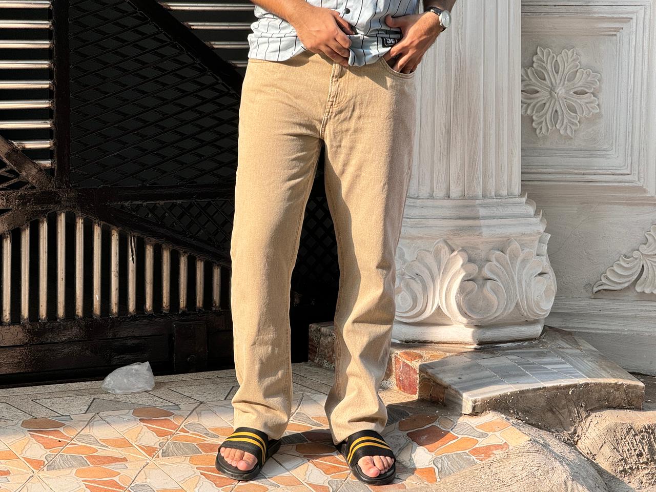 Men's Light Brown Regular Fit Jeans – Premium Export Quality | 100% Cotton