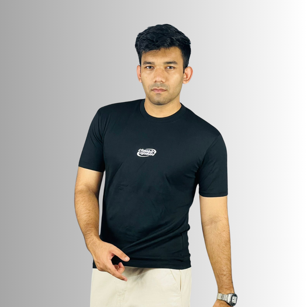 Classic Black drop shoulder Cotton T-Shirt .