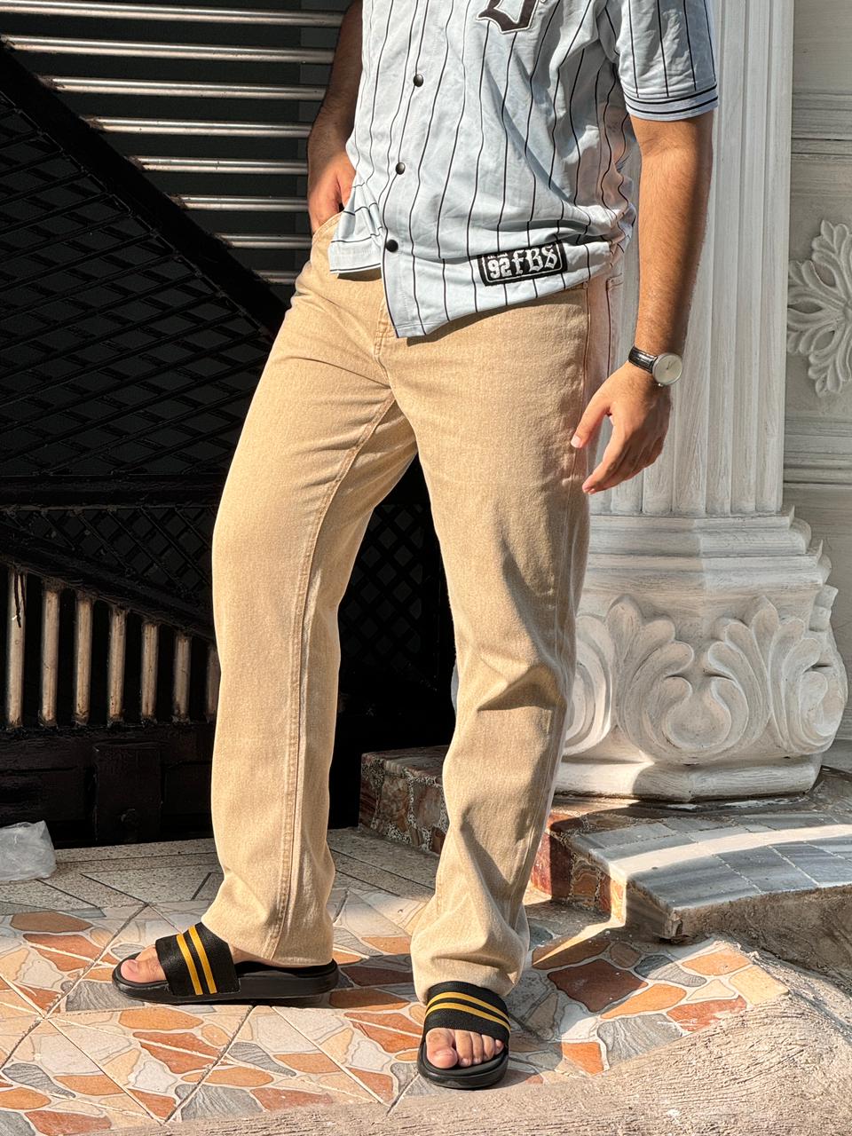 Men's Light Brown Regular Fit Jeans – Premium Export Quality | 100% Cotton