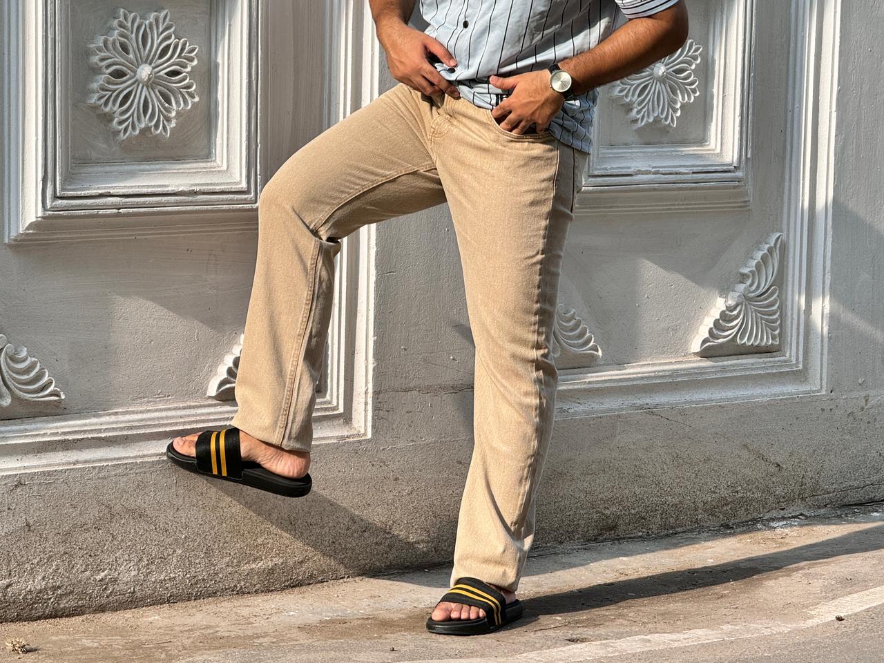 Men's Light Brown Regular Fit Jeans – Premium Export Quality | 100% Cotton