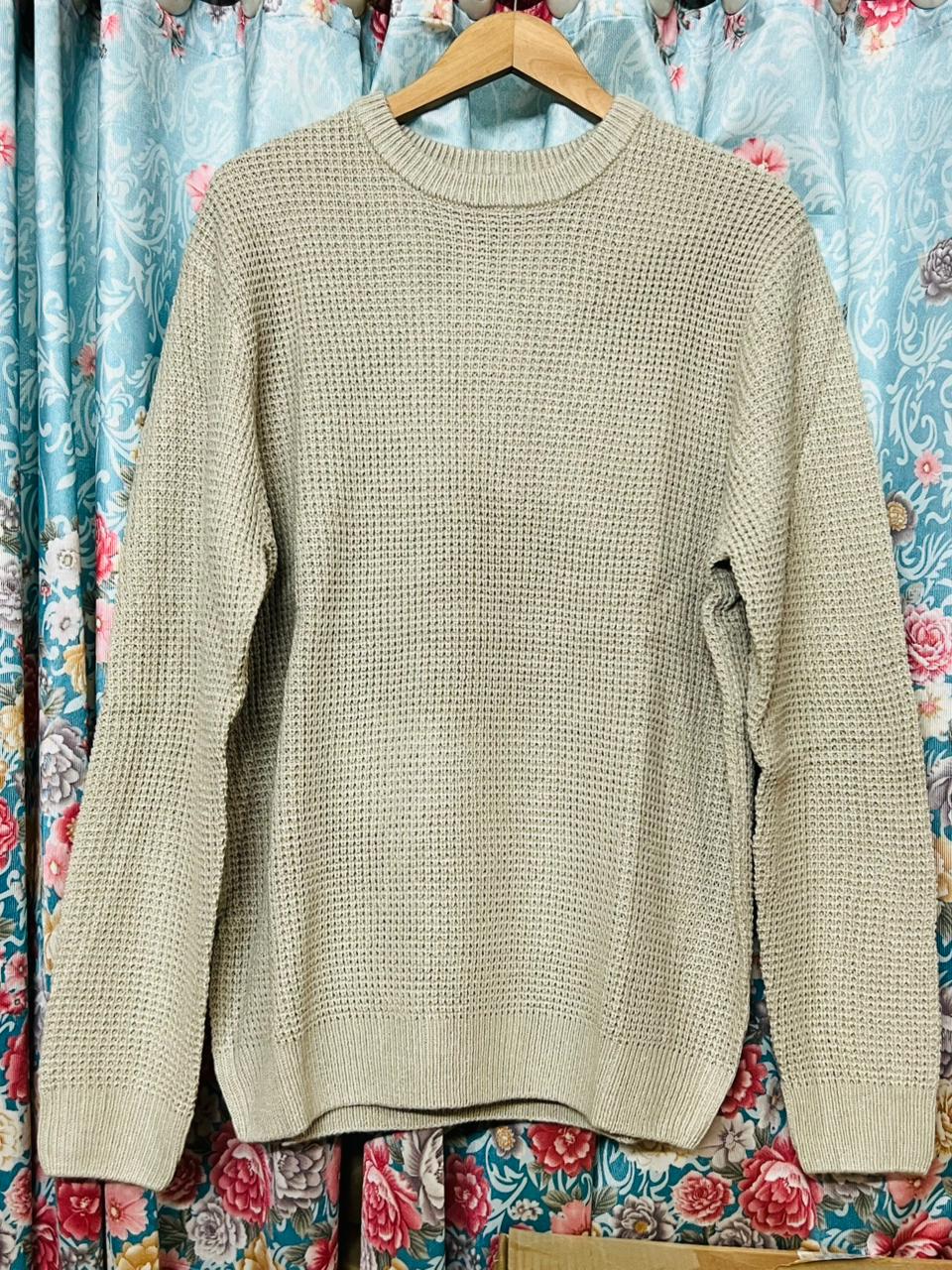 Stylish Beige Waffle Knit Sweater for Men