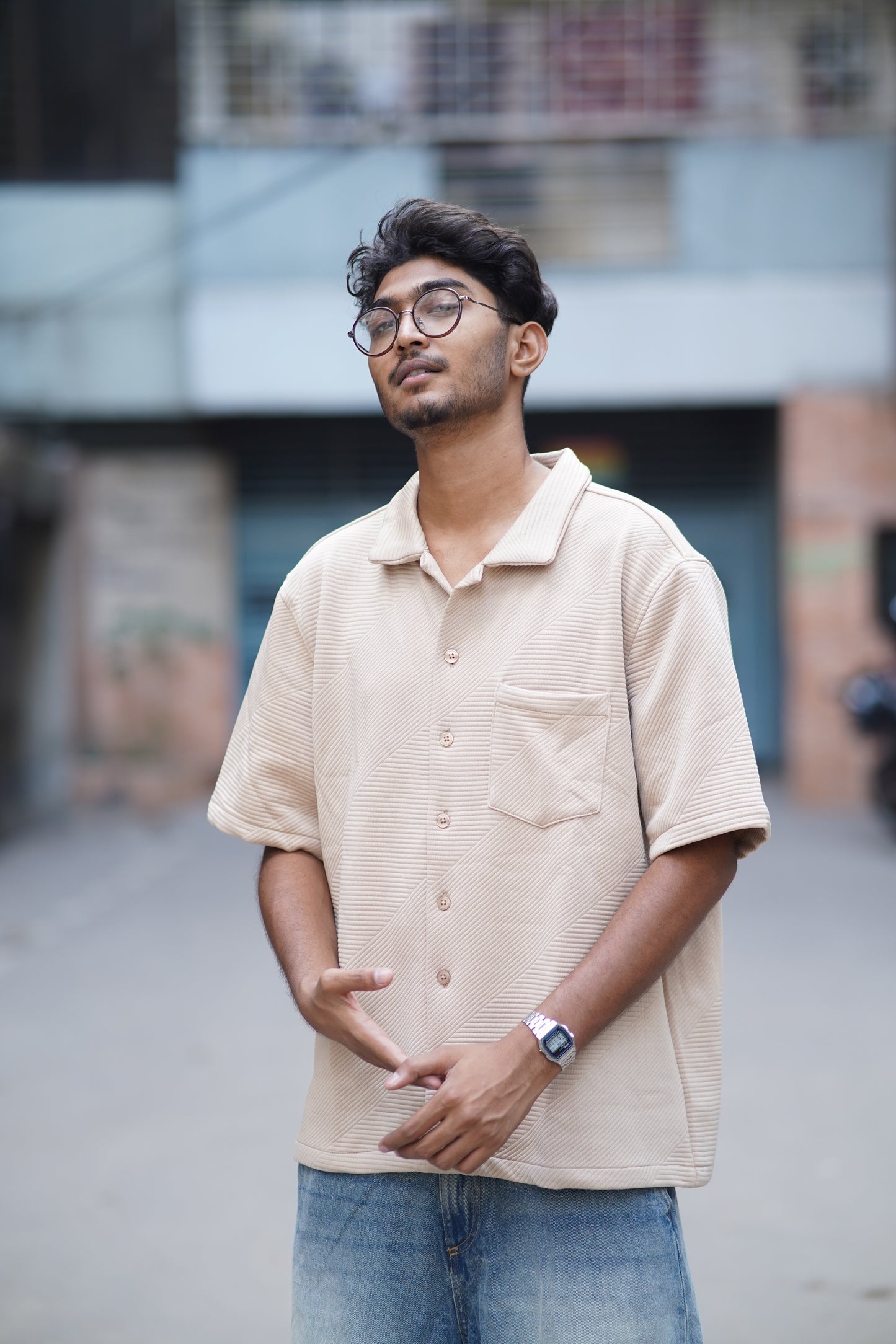Drop Shoulder Half Sleeve Shirt – Boxy Fit | Biscuit Color | Cotton Blend Comfort | Stunner Mart
