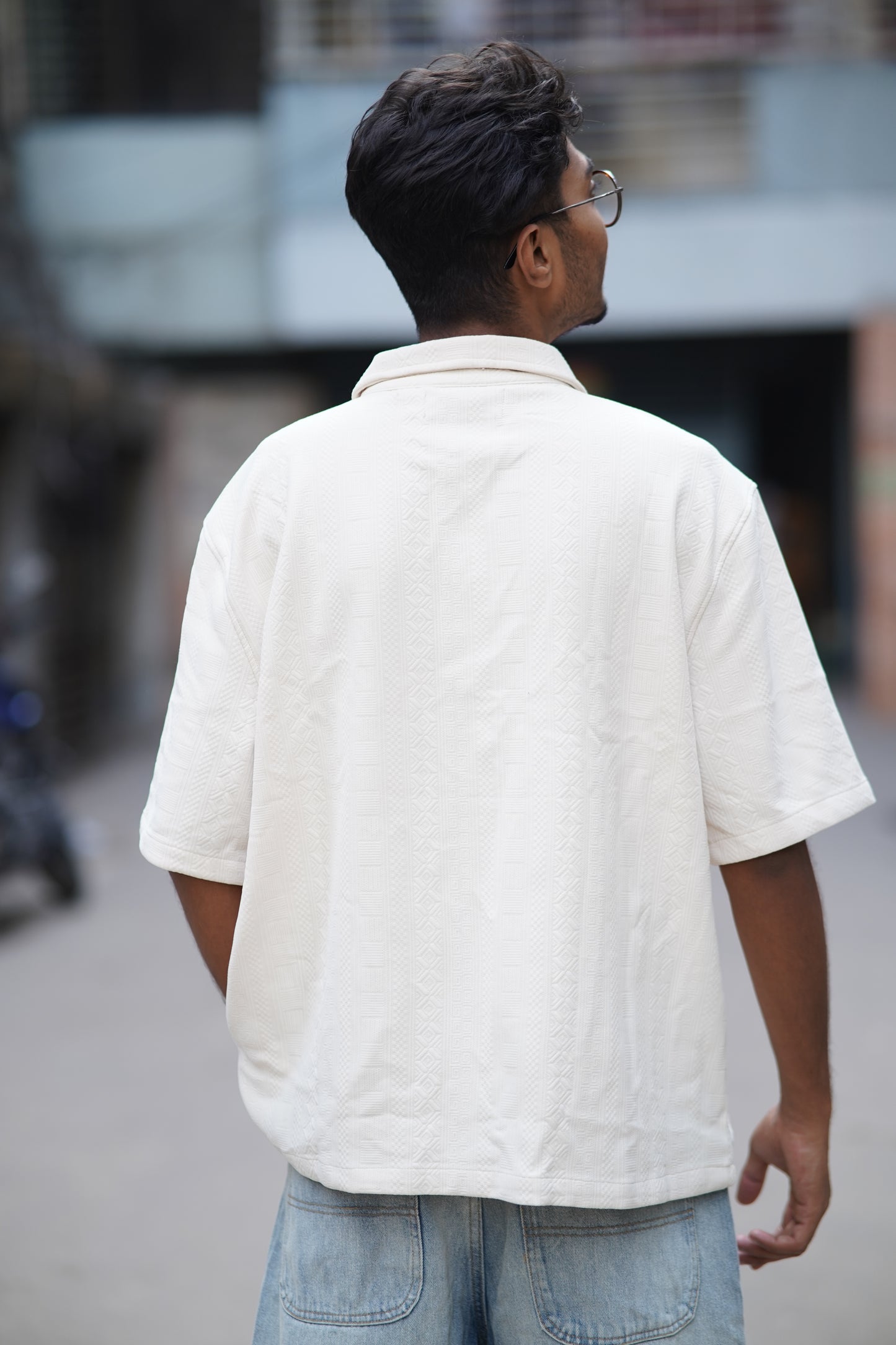 Drop Shoulder Half Sleeve Shirt – Boxy Fit | Off White | Cotton Blend Comfort | Stunner Mart