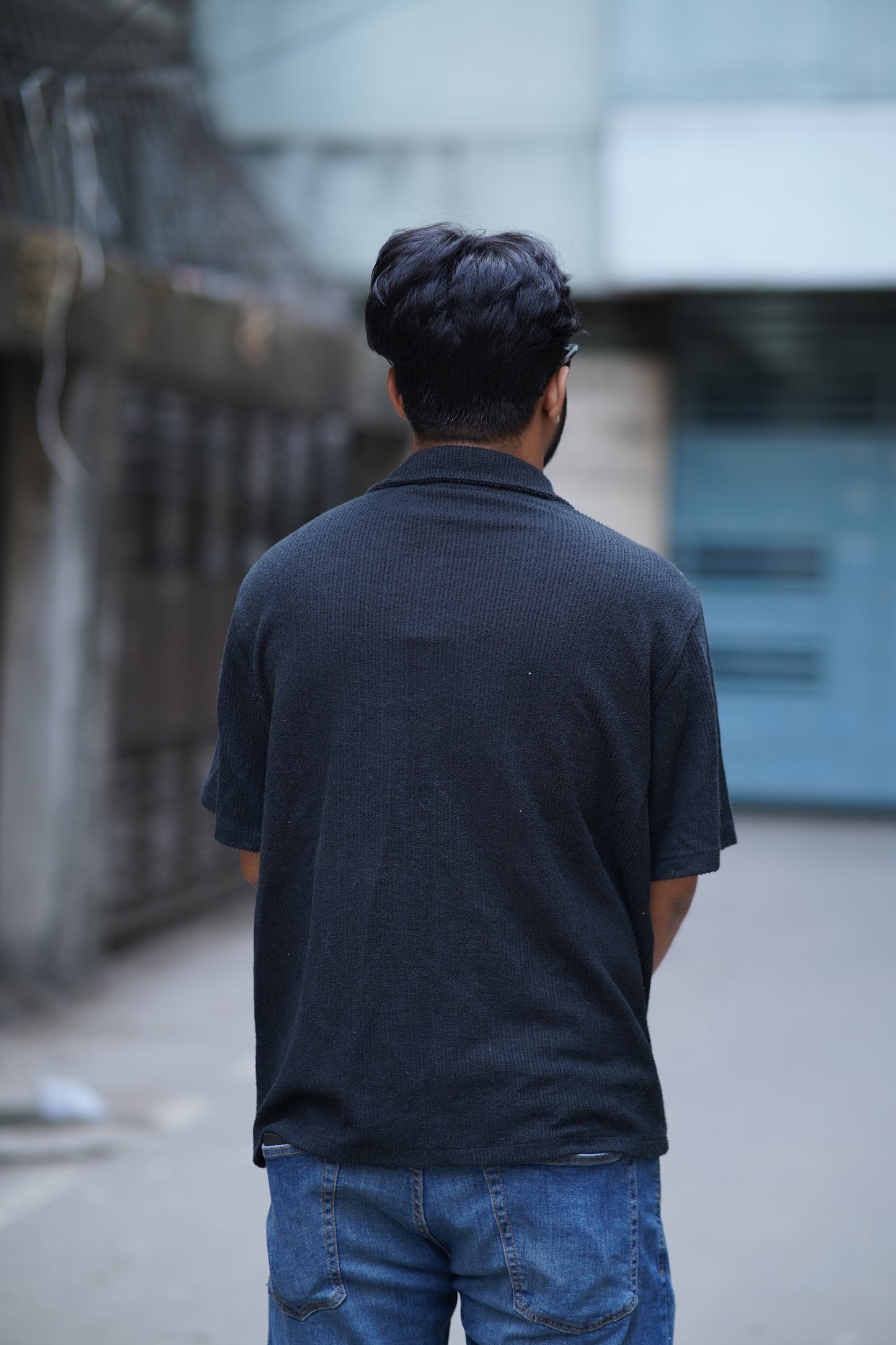 Black Remi Cotton Half Sleeve Shirt for Men