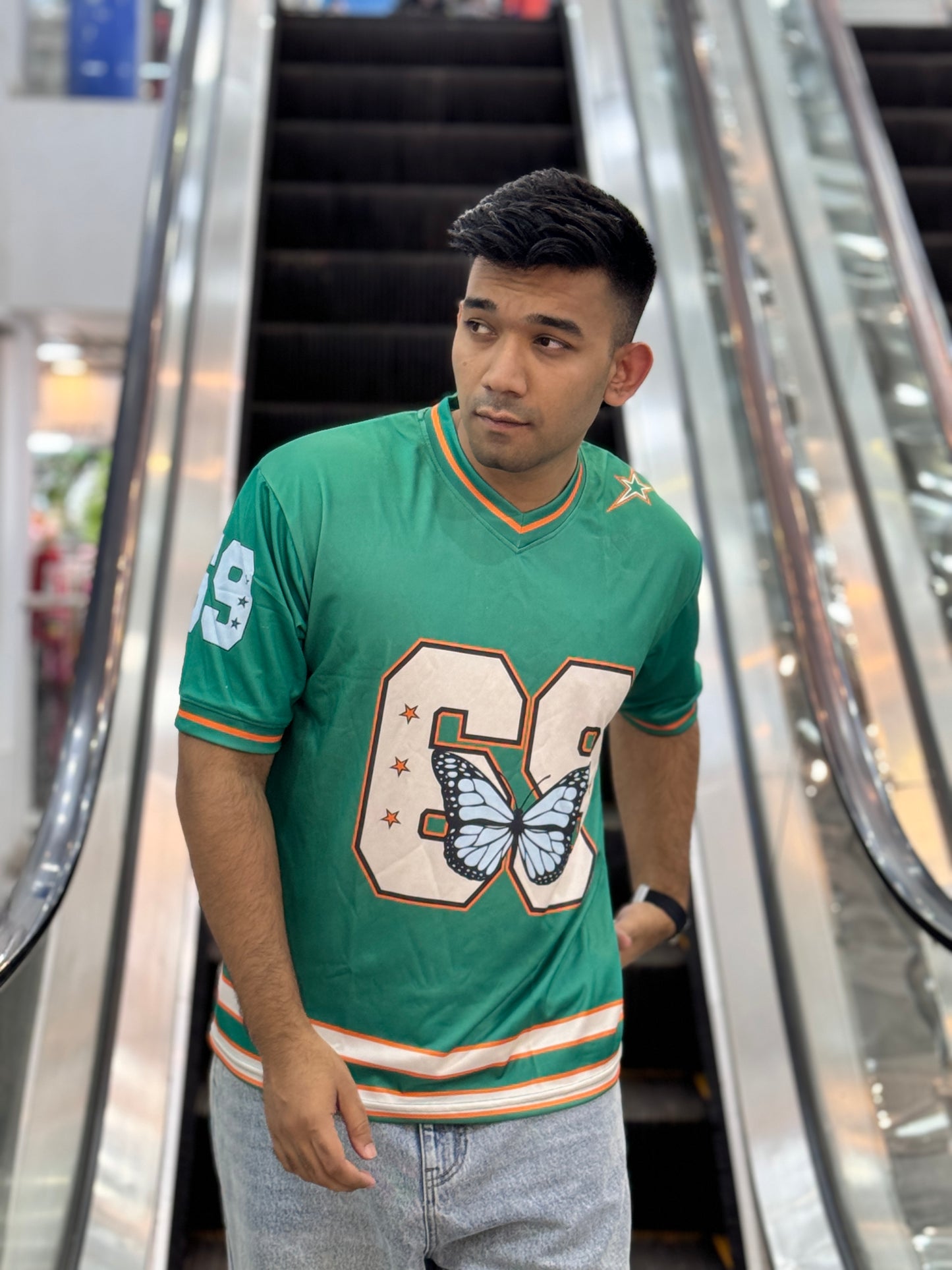 Green NFL Jersey – #69 & Butterfly Print | Premium Mesh Fabric | Stunner Mart