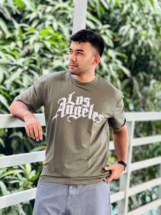 Olive Color Drop Shoulder T-Shirt – Oversized Streetwear Tee | Stunner Mart