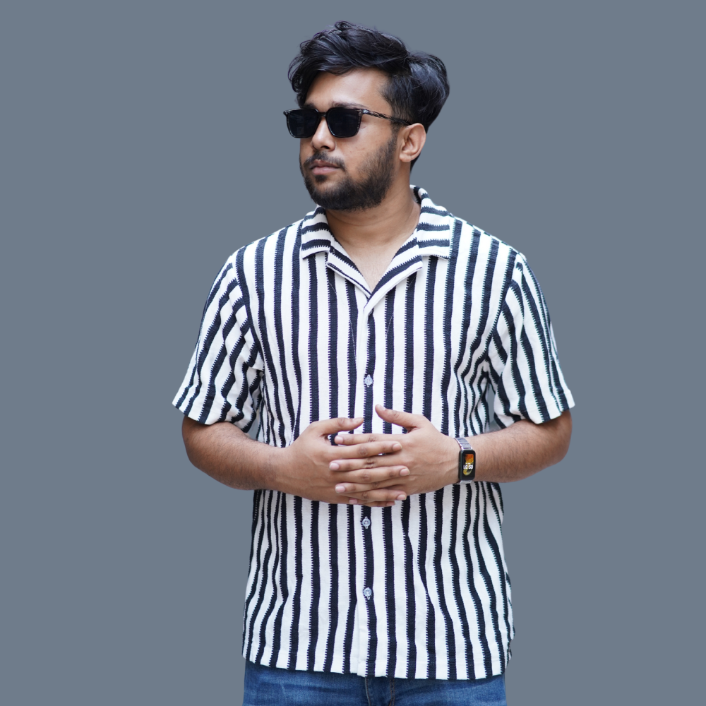 Black and White Checks Remi Cotton Half Sleeve Shirt for Men