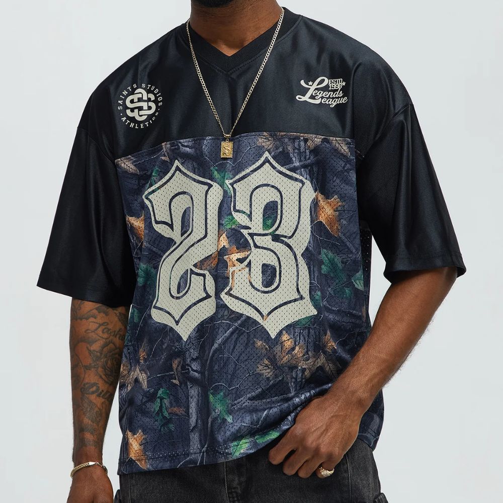 Men's Legends League Oversized Jersey – Premium Camo Mesh Fabric, Streetwear Style, Athletic Fit