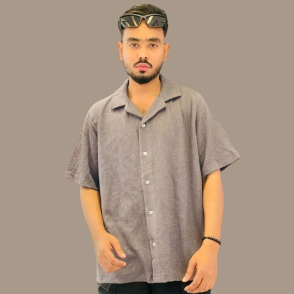 Ash Color Remi Cotton Half Sleeve Shirt for Men