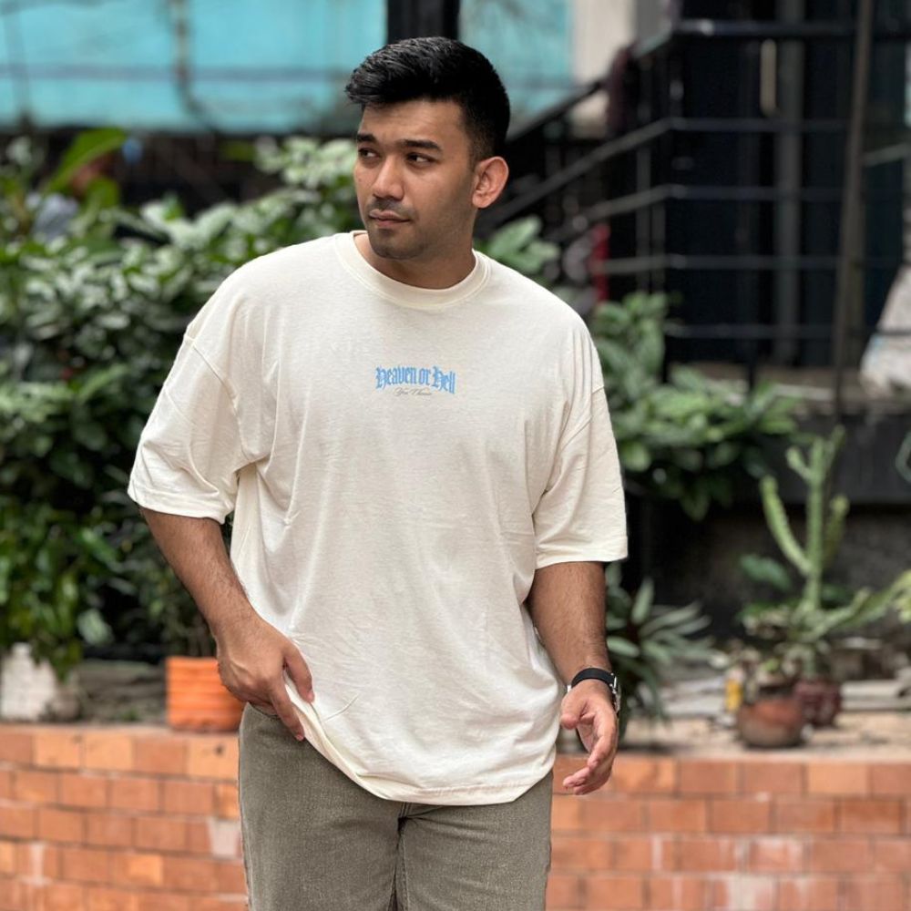 Men’s White Oversized Graphic Tee Fearless Oversized Fit for Men