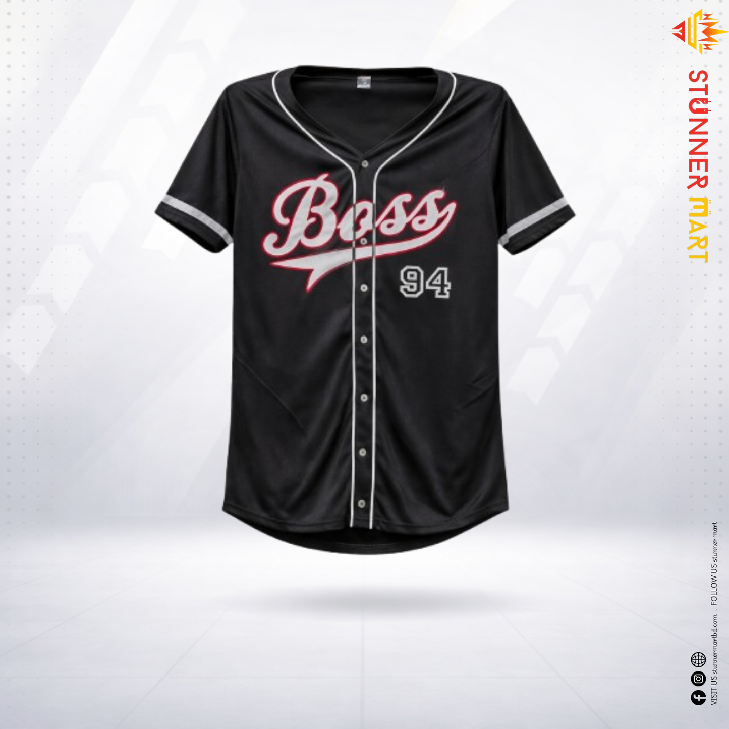 Midnight Boss – Premium Baseball Jersey (Black Edition)