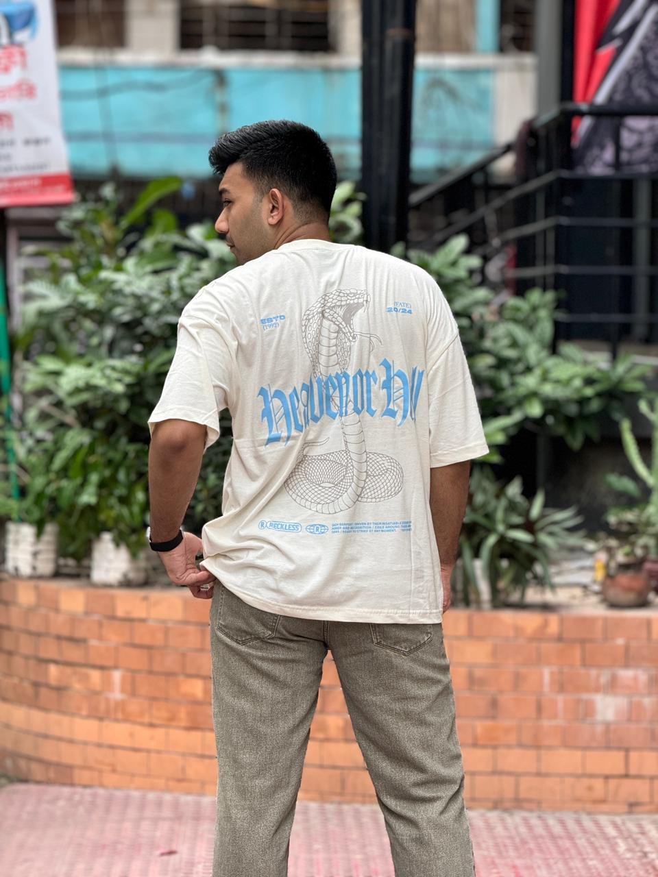 Men’s White Oversized Graphic Tee Fearless Oversized Fit for Men