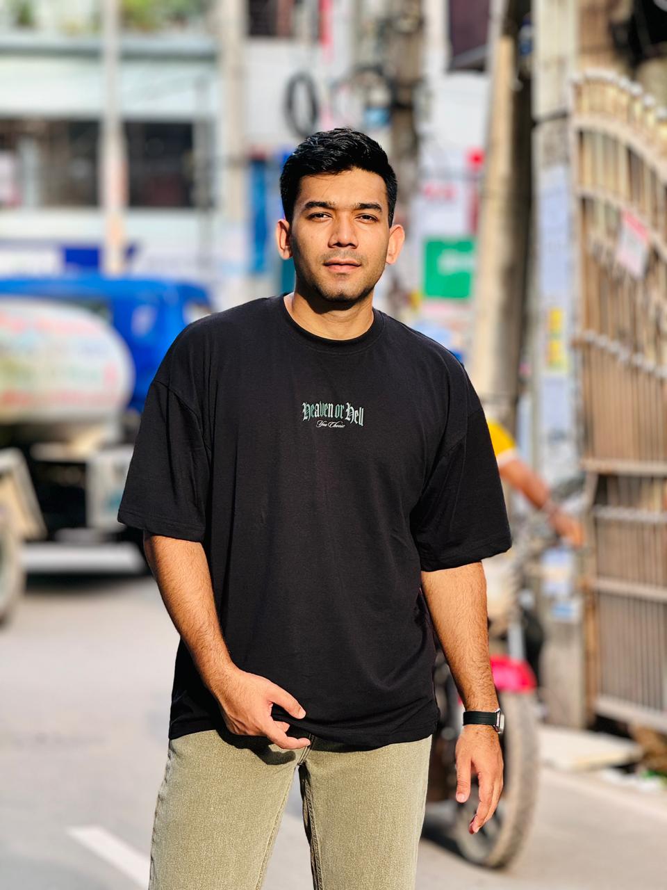 Men’s Black Oversized Graphic Tee Fearless Oversized Fit for Men