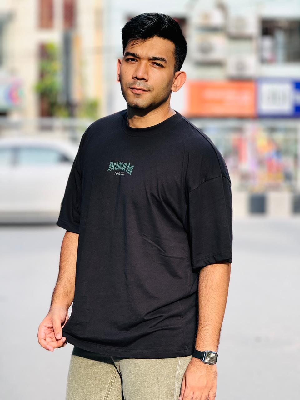 Men’s Black Oversized Graphic Tee Fearless Oversized Fit for Men