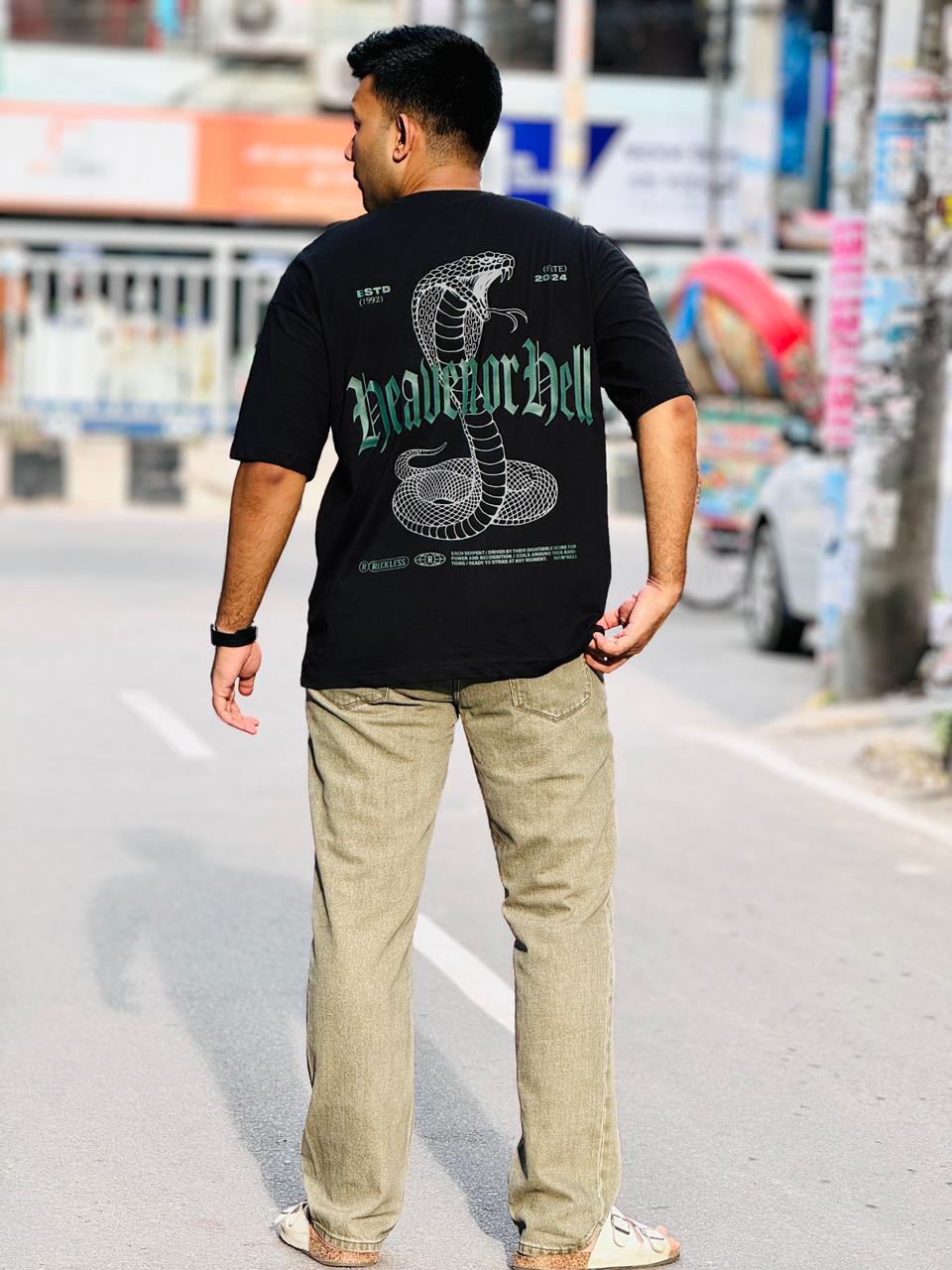 Men’s Black Oversized Graphic Tee Fearless Oversized Fit for Men