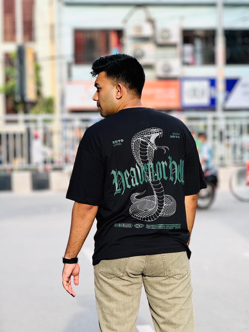 Men’s Black Oversized Graphic Tee Fearless Oversized Fit for Men