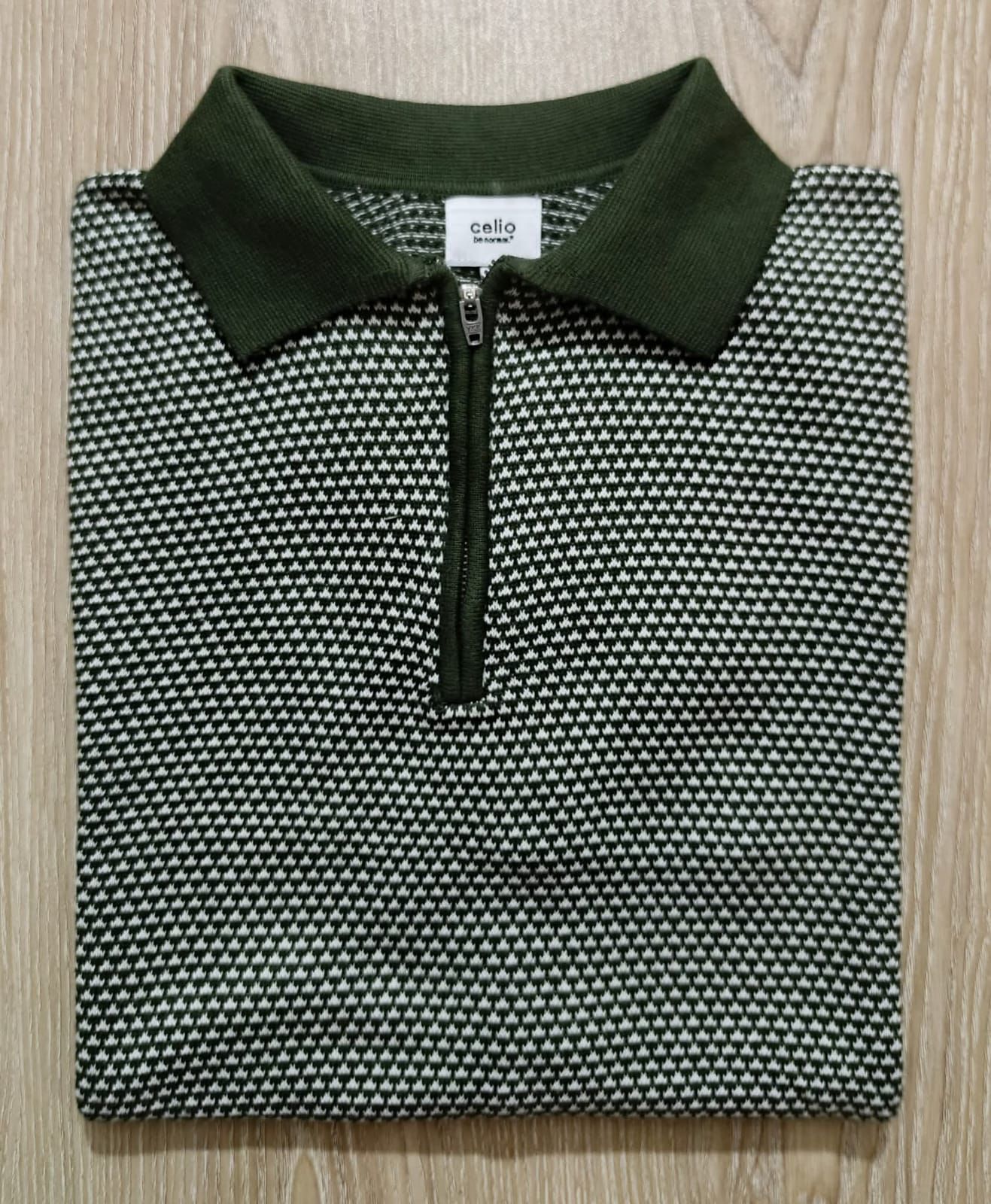Men’s Premium Textured Knit Polo – Olive Green | Stunner Mart