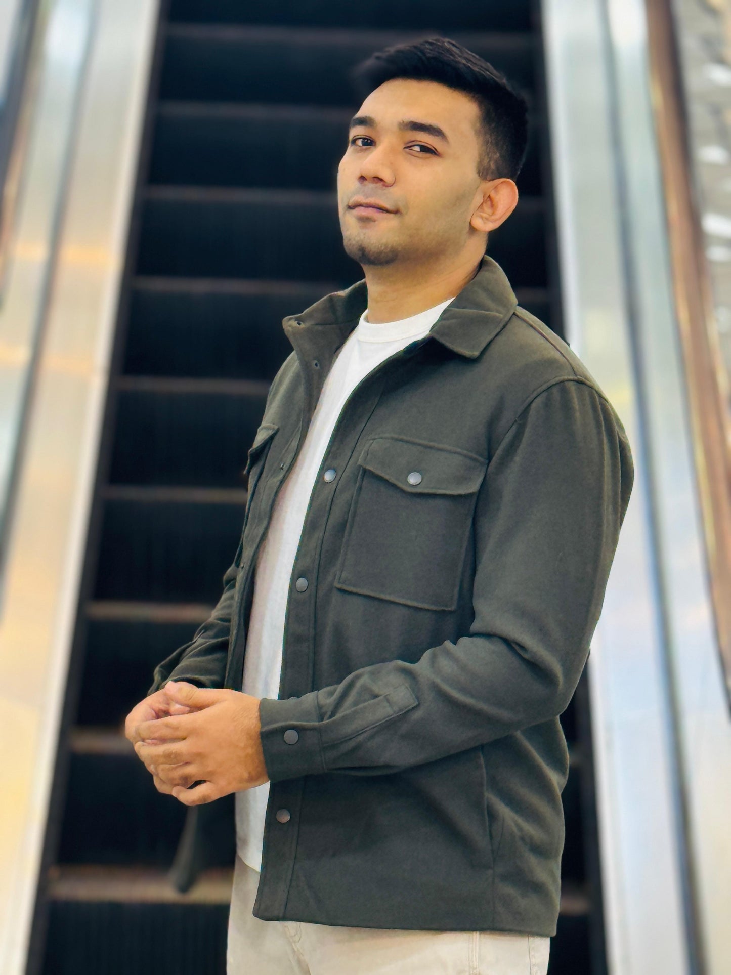 Men’s Olive Overshirt – Smart Casual Outerwear