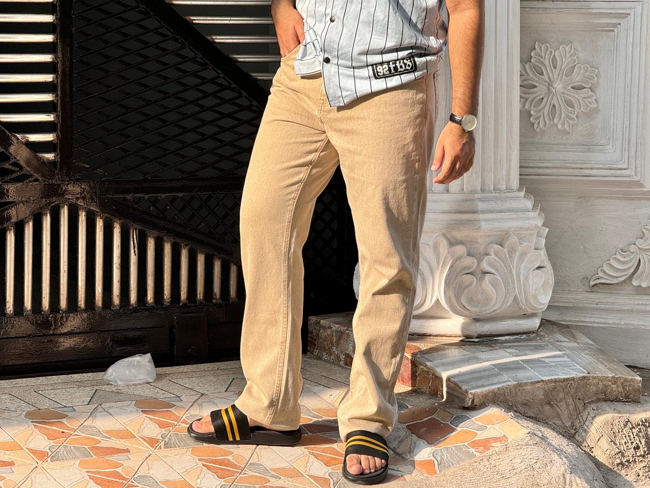 Men's Light Brown Regular Fit Jeans – Premium Export Quality | 100% Cotton