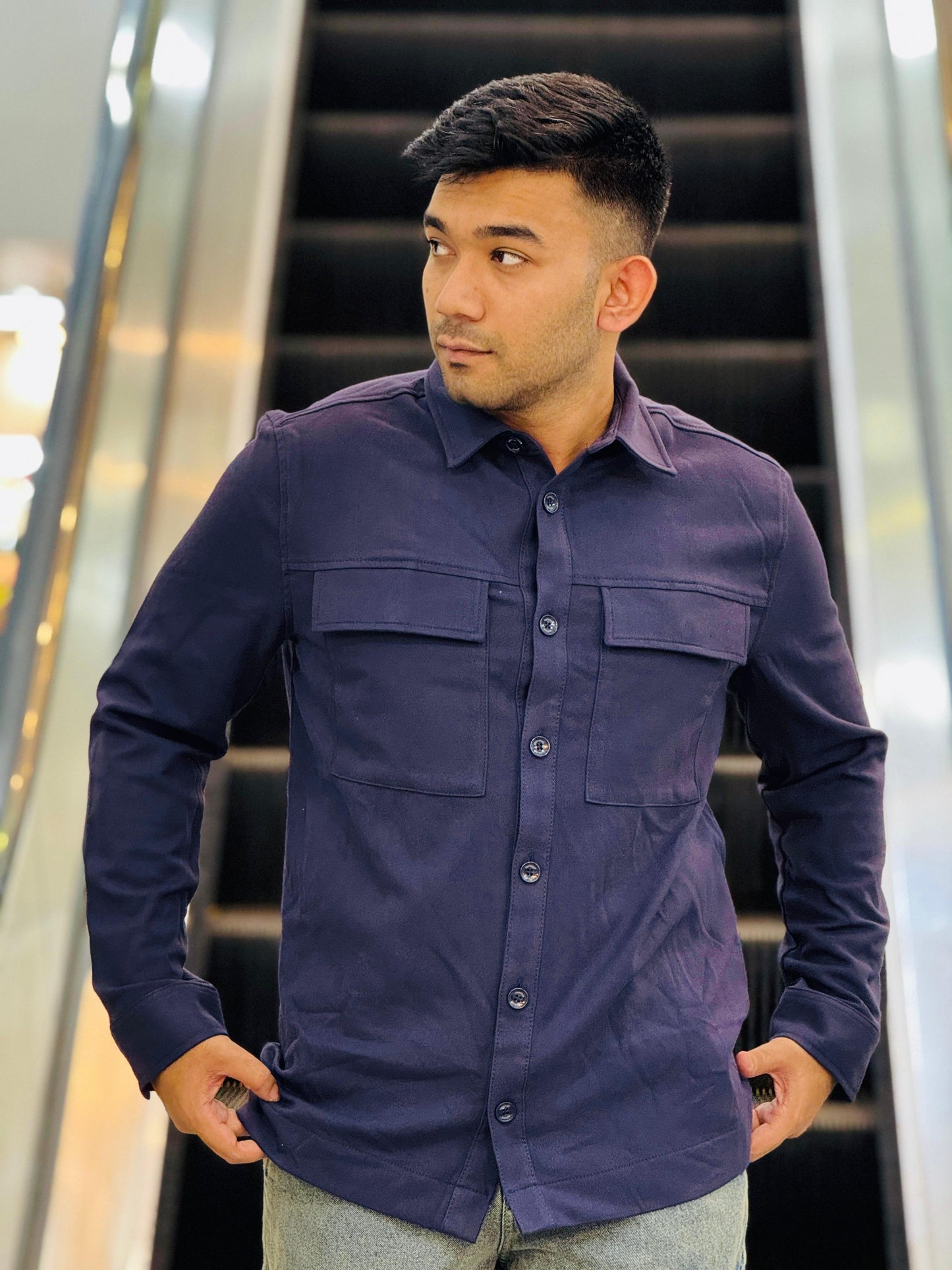 Men’s Navy Blue Overshirt | Stunner Mart