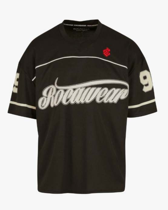 Men’s V-Neck Printed Mesh Shirt – Loose Fit, Embroidered Details, Jet Black | Stunner Mart