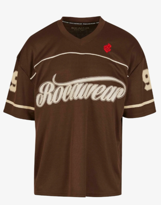 Men’s V-Neck Printed Mesh Shirt – Loose Fit, Embroidered Details, Chocolate Brown | Stunner Mart