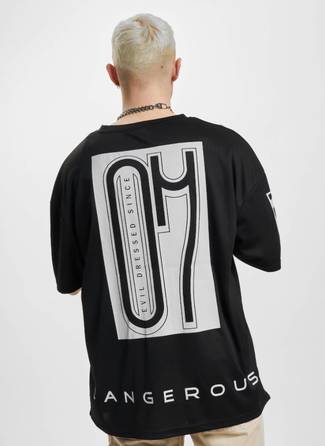 Dangerous DNGRS Black Mesh T-Shirt | Short Sleeve Round Neck, Everyday Casual Wear