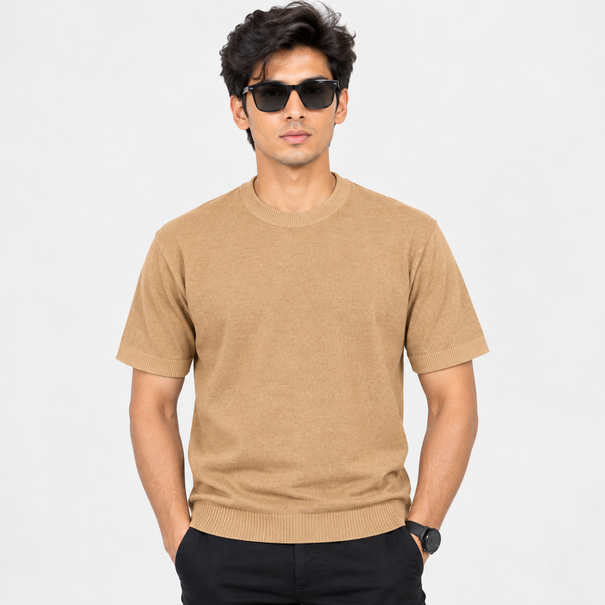 Premium Sweater Fabric Crew Neck T-Shirt