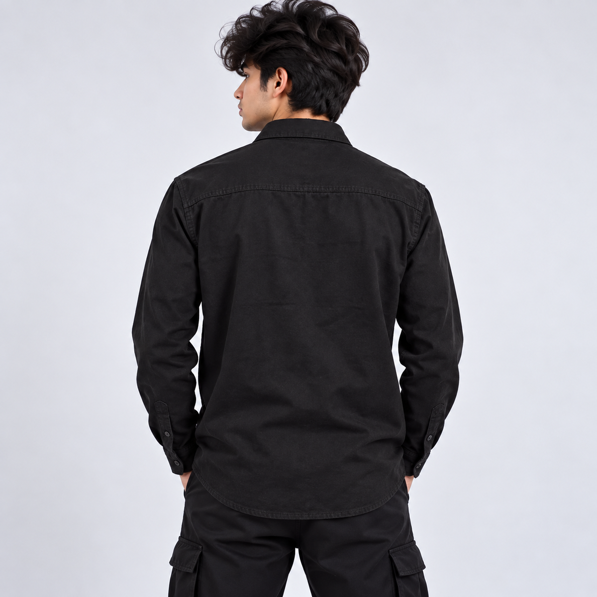 Black Double Pocket Shacket