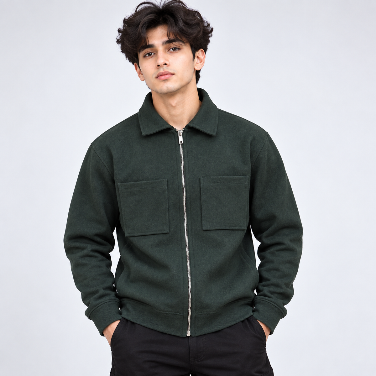 Double Pocket Green Shacket