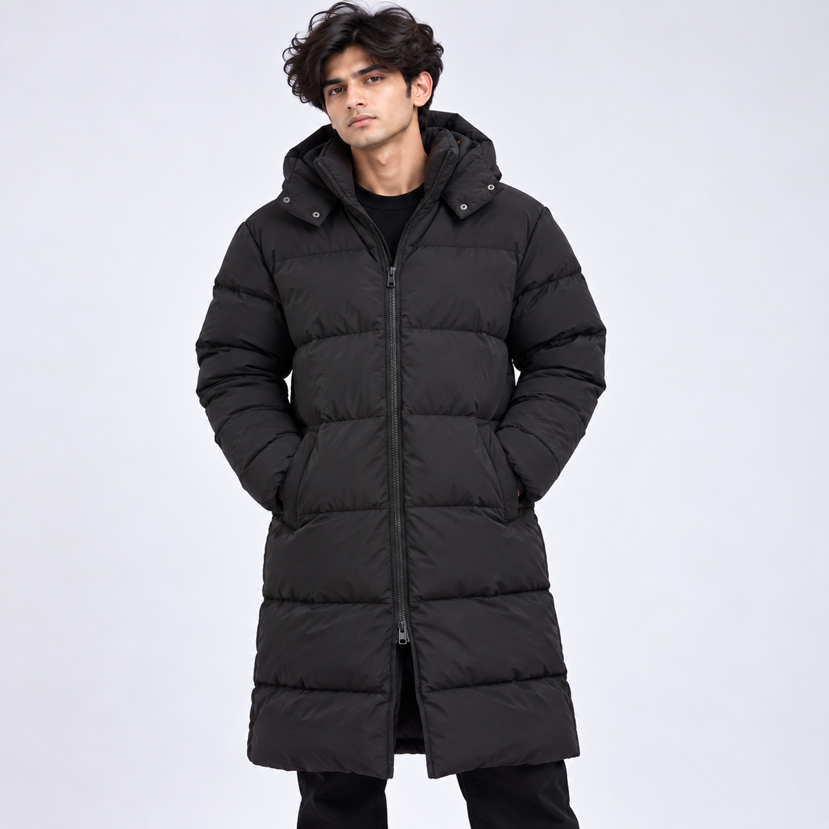 Long Puffer Jacket Black