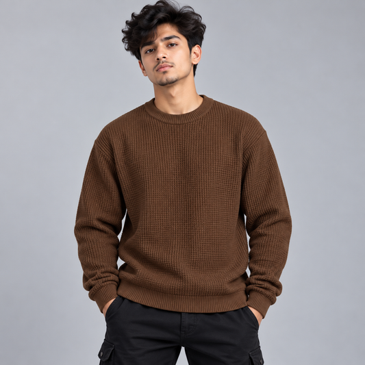 mocha Waffle Knit Sweatshirt