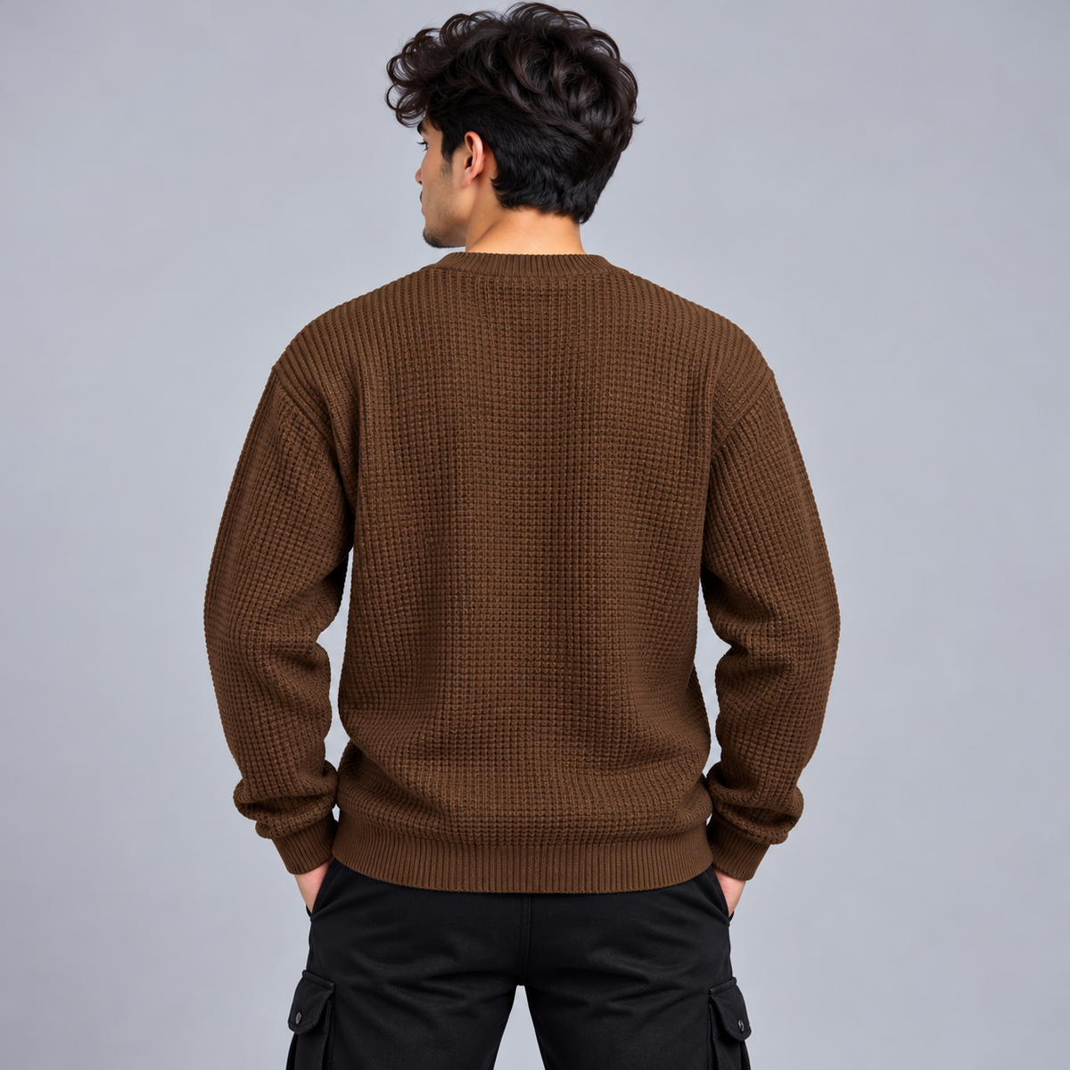 mocha Waffle Knit Sweatshirt