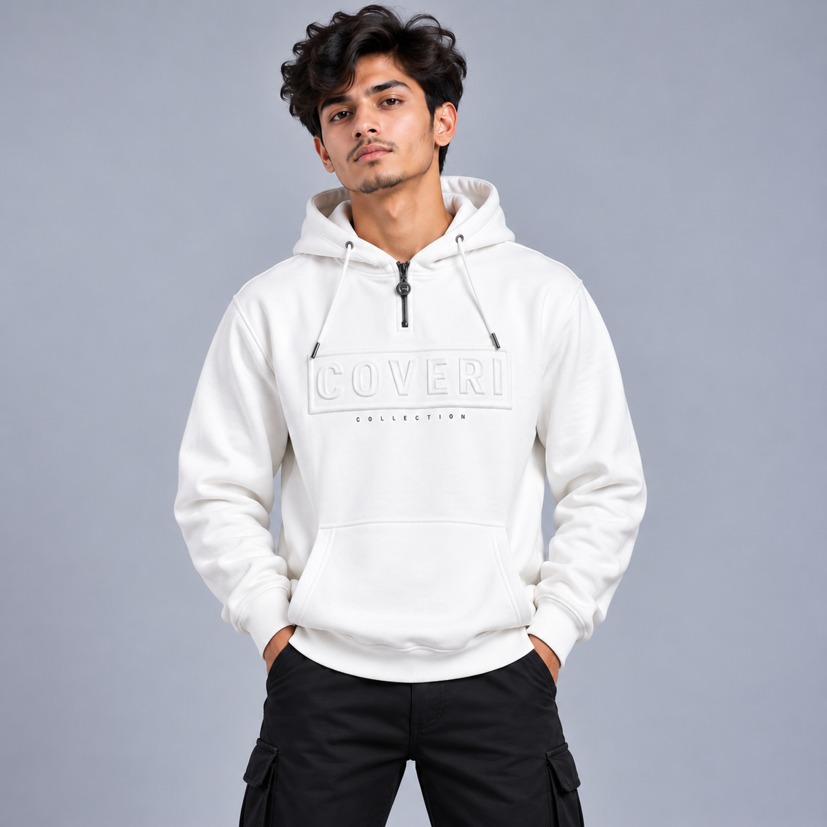 Ivory Signature Half-Zip Hoodie