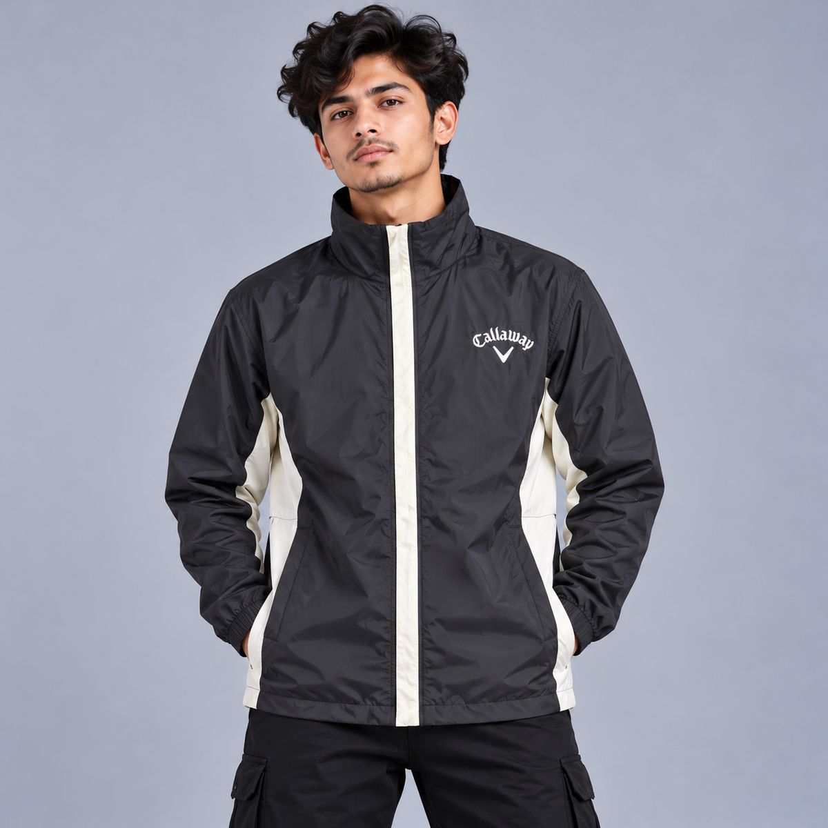 Contrast Panel Windbreaker Jacket