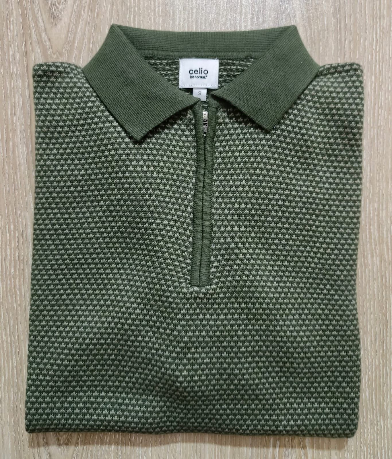 Men’s Premium Textured Knit Polo – Olive Green | Stunner Mart