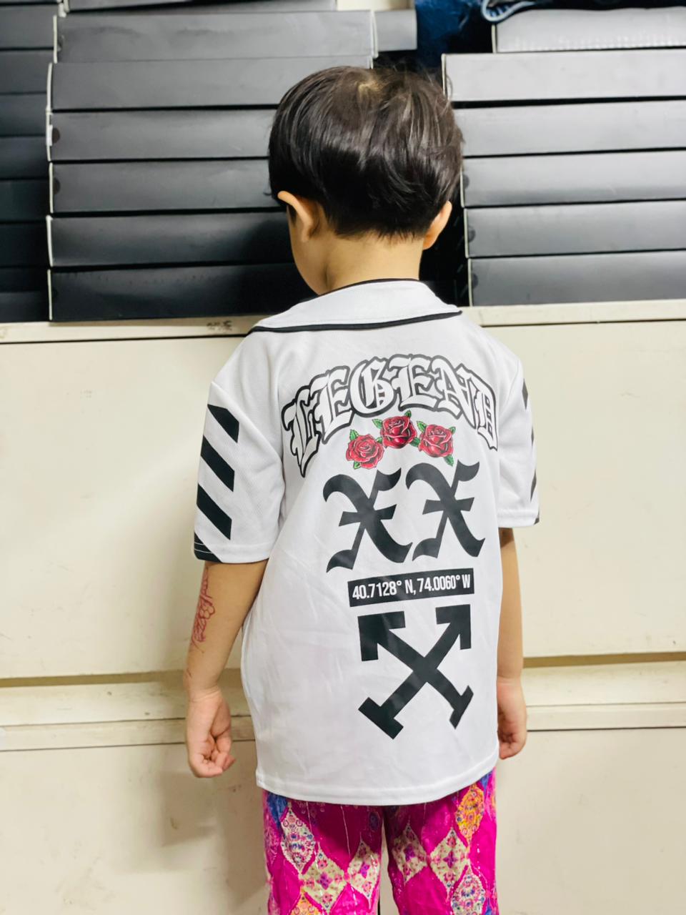 Urban Street Style White Baseball Jersey with Bold Graphic Print