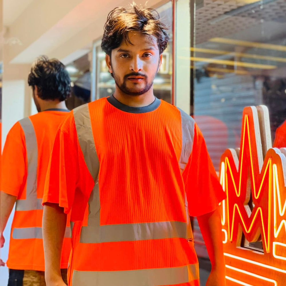 Orange Worker T-Shirt with UV Protection – Stay Safe Under the Sun | Stunner Mart