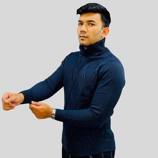 Premium Knit Turtleneck Sweater – Navy Blue | Original Export Winter Collection