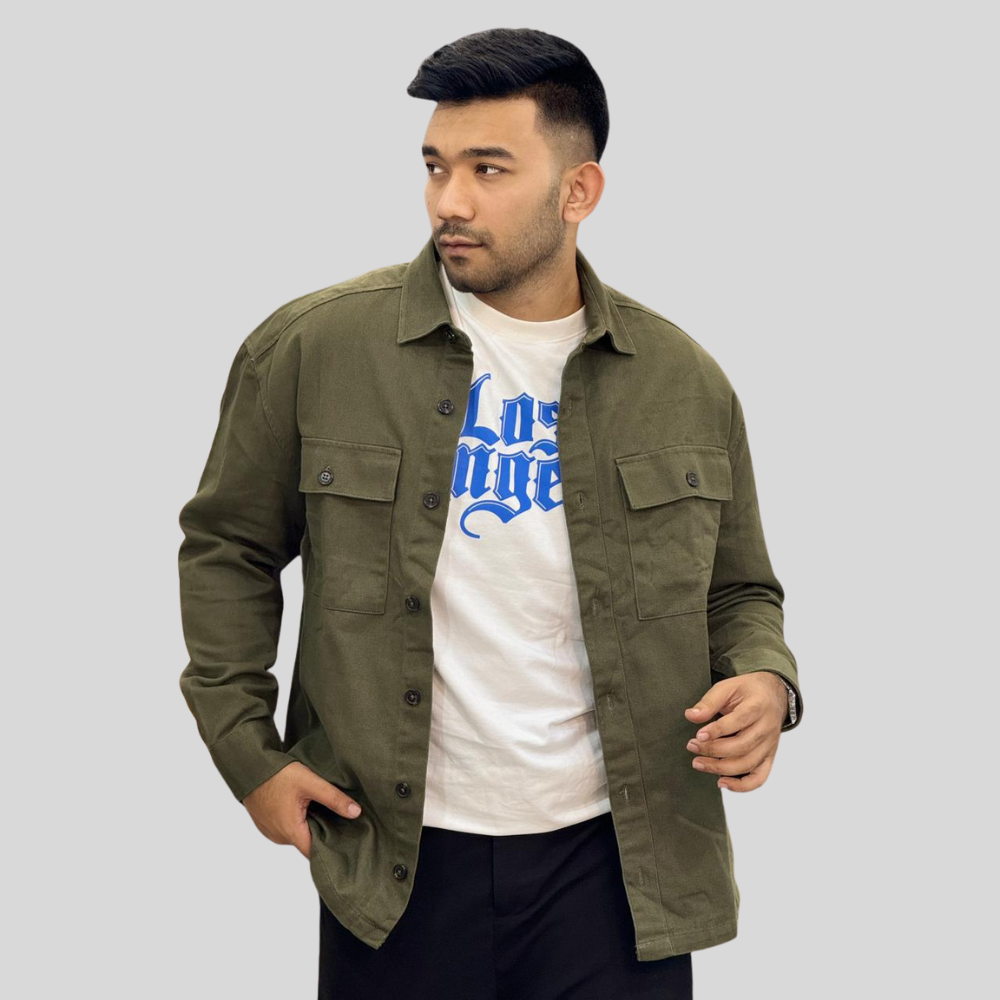 Men’s Premium Overshirt – Olive Green