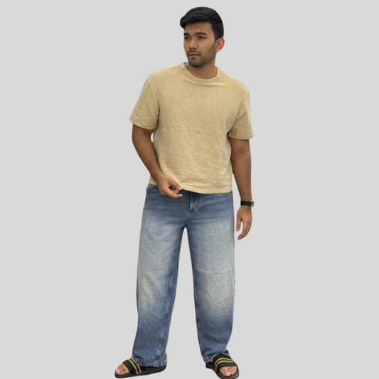 Light Beige Tee + Baggy Pant Combo – Just 1000 Tk!