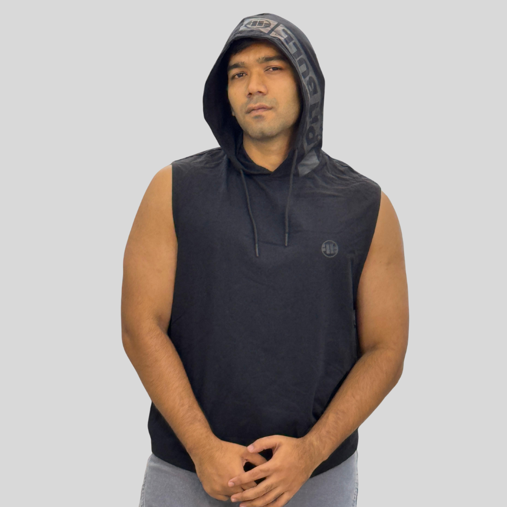 Hoodie Tank Top Spandex Hilltop – Black